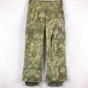 Burton Cargo Pants Mens S Green Gridstop Camo Dryride Ski Snowboard Waterproof